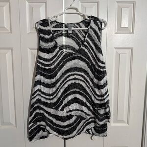 Catherines Black and White Wave Pattern Tank Top